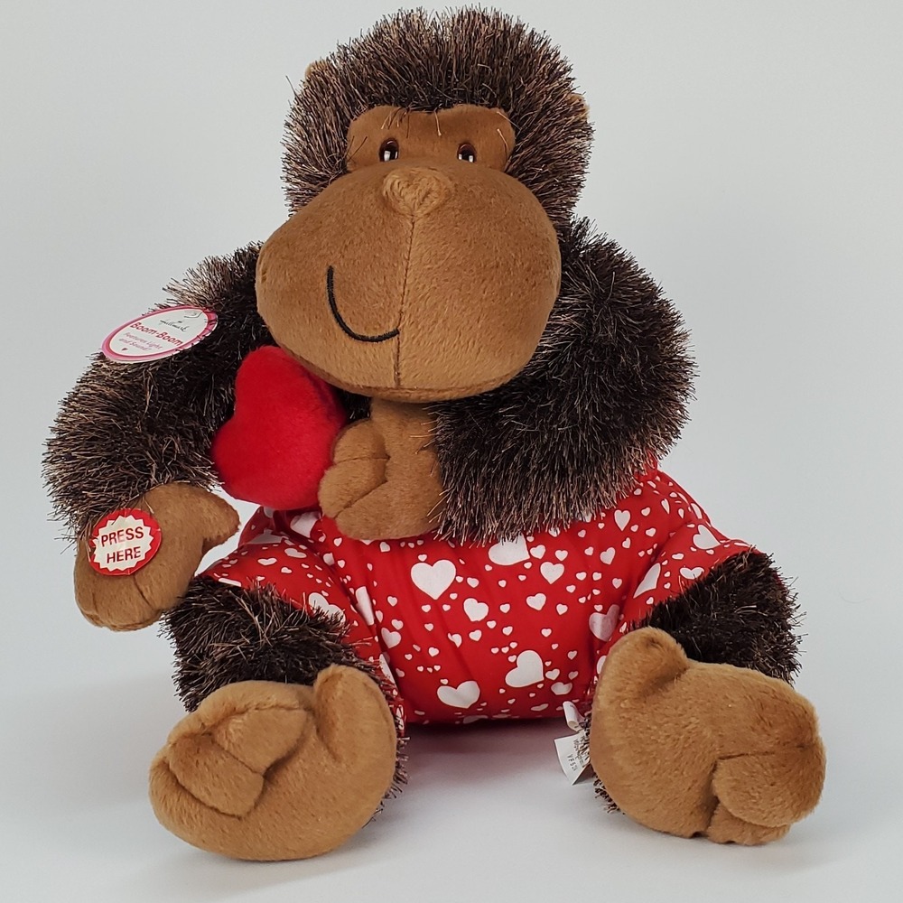Hallmark Boom-Boom Gorilla Animated Plush Brown Monkey Heart Boxers Sound Light